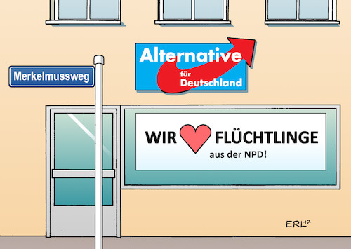 Cartoon: NPD-Verbot (medium) by Erl tagged partei,npd,rechtsextremismus,nationalsozialismus,verfassungsfeindlich,verbot,verbotsverfahren,bundesverfassungsgericht,karlsruhe,urteil,mitglieder,aufnahme,afd,rechtspopulismus,willkommenskultur,fluechtlinge,fluechtlinngspolitik,angela,merkel,merkelmussweg,karikatur,erl,partei,npd,rechtsextremismus,nationalsozialismus,verfassungsfeindlich,verbot,verbotsverfahren,bundesverfassungsgericht,karlsruhe,urteil,mitglieder,aufnahme,afd,rechtspopulismus,willkommenskultur,fluechtlinge,fluechtlinngspolitik,angela,merkel,merkelmussweg,karikatur,erl