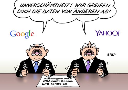 Cartoon: NSA Google Yahoo (medium) by Erl tagged usa,geheimdienst,nsa,spionage,überwachung,abhören,skandal,internet,telefon,smartphone,daten,google,yahoo,nutzer,bericht,zeitung,washington,post,medien,usa,geheimdienst,nsa,spionage,überwachung,abhören,skandal,internet,telefon,smartphone,daten,google,yahoo,nutzer,bericht,zeitung,washington,post,medien