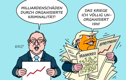 Cartoon: OK (medium) by Erl tagged politik,organisierte,kriminalität,bandenkriminalität,dobrindt,milliardenschäden,trump,irankrieg,ölpreis,spritpreise,zölle,chaos,karikatur,erl,politik,organisierte,kriminalität,bandenkriminalität,dobrindt,milliardenschäden,trump,irankrieg,ölpreis,spritpreise,zölle,chaos,karikatur,erl