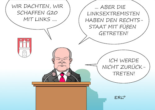 Cartoon: Olaf Scholz Erklärung (medium) by Erl tagged g20,gipfel,hamburg,globalisierung,globalisierungsgegner,linksautonome,linksradikale,linksextremisten,schwarzer,block,hooligans,randale,krawalle,gewalt,hass,zerstörung,polizei,überforderung,sicherheit,garantie,rechtsstaat,bürgermeister,olaf,scholz,kritik,forderung,rücktritt,ablehnung,erklärung,karikatur,erl,g20,gipfel,hamburg,globalisierung,globalisierungsgegner,linksautonome,linksradikale,linksextremisten,schwarzer,block,hooligans,randale,krawalle,gewalt,hass,zerstörung,polizei,überforderung,sicherheit,garantie,rechtsstaat,bürgermeister,olaf,scholz,kritik,forderung,rücktritt,ablehnung,erklärung,karikatur,erl