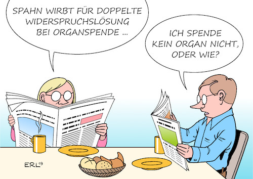 Cartoon: Organspende (medium) by Erl tagged politik,organspende,gesundheit,gesundheitsminister,jens,spahn,modell,doppelter,widerspruch,patient,angehörige,tod,leben,karikatur,erl,politik,organspende,gesundheit,gesundheitsminister,jens,spahn,modell,doppelter,widerspruch,patient,angehörige,tod,leben,karikatur,erl