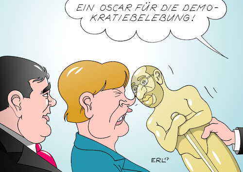 Cartoon: Oscar (medium) by Erl tagged oscar,filmpreis,preis,martin,schulz,spd,kanzlerkandidat,sigmar,gabriel,verzicht,aufwind,euphorie,optimismus,umfragehoch,belebung,demokratie,wahlkampf,spannung,gefahr,bundeskanzlerin,angela,merkel,cdu,union,csu,karikatur,erl,oscar,filmpreis,preis,martin,schulz,spd,kanzlerkandidat,sigmar,gabriel,verzicht,aufwind,euphorie,optimismus,umfragehoch,belebung,demokratie,wahlkampf,spannung,gefahr,bundeskanzlerin,angela,merkel,cdu,union,csu,karikatur,erl