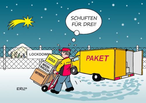 Cartoon: Paketzusteller (medium) by Erl tagged politik,corona,virus,pandemie,covid19,zweite,welle,lockdown,weihnachten,geschenke,weihnachtseinkäufe,online,internet,versandhandel,amazon,leidtragende,paketboten,paketzusteller,paketbotinnen,paketzustellerinnen,niedriglohn,niedriglohnsektor,krippe,stall,betlehem,jesus,maris,josef,ochse,esel,heilige,drei,könige,gold,weihrauch,myrrhe,kaspar,melchior,balthasar,karikatur,erl,politik,corona,virus,pandemie,covid19,zweite,welle,lockdown,weihnachten,geschenke,weihnachtseinkäufe,online,internet,versandhandel,amazon,leidtragende,paketboten,paketzusteller,paketbotinnen,paketzustellerinnen,niedriglohn,niedriglohnsektor,krippe,stall,betlehem,jesus,maris,josef,ochse,esel,heilige,drei,könige,gold,weihrauch,myrrhe,kaspar,melchior,balthasar,karikatur,erl