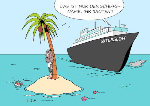 Cartoon: Panik (medium) by Erl tagged politik,corona,virus,pandemie,lockerungen,ausbruch,tönnies,fleisch,lockdown,kreis,gütersloh,reisen,einschränkungen,urlaub,angst,insel,palme,meer,schiff,karikatur,erl,politik,corona,virus,pandemie,lockerungen,ausbruch,tönnies,fleisch,lockdown,kreis,gütersloh,reisen,einschränkungen,urlaub,angst,insel,palme,meer,schiff,karikatur,erl