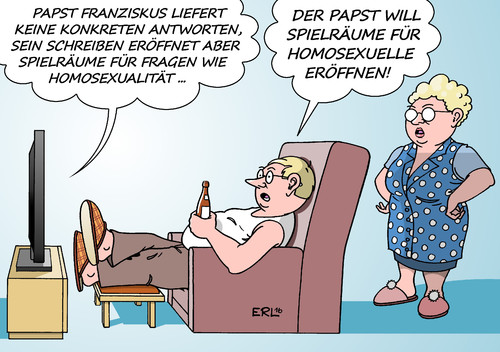 Cartoon: Papst (medium) by Erl tagged papst,franziskus,schreiben,botschaft,papier,liebe,sexualität,homosexualität,scheidung,geschiedene,wiederverheiratete,unkonkret,vage,spielräume,vatikan,kirche,katholizismus,glaube,religion,konservativ,fortschrittlich,enttäuschung,karikatur,erl,papst,franziskus,schreiben,botschaft,papier,liebe,sexualität,homosexualität,scheidung,geschiedene,wiederverheiratete,unkonkret,vage,spielräume,vatikan,kirche,katholizismus,glaube,religion,konservativ,fortschrittlich,enttäuschung,karikatur,erl