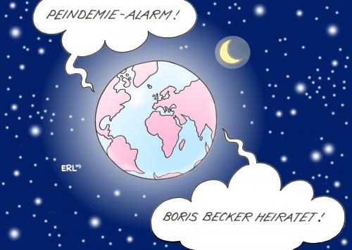 Cartoon: Peindemie (medium) by Erl tagged pandemie,schweinegrippe,alarm,boris,becker,hochzeit,medien,peinlich,pandemie,schweinegrippe,schweine,schwein,tier,tiere,grippe,krankheit,gesundheit,boris becker,tennis,medien,hochzeit,peinlich,star,promi,nachrichten,tv,news,werte,seuche,virus,boris,becker