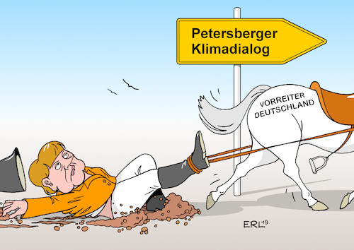 Cartoon: Petersberger Klimadialog (medium) by Erl tagged politik,umwelt,klima,klimawandel,erderwärmung,konferenz,bonn,petersberger,klimadialog,deutschland,vorreiter,bremser,klimakanzlerin,bremserin,bundeskanzlerin,angela,merkel,karikatur,erl,politik,umwelt,klima,klimawandel,erderwärmung,konferenz,bonn,petersberger,klimadialog,deutschland,vorreiter,bremser,klimakanzlerin,bremserin,bundeskanzlerin,angela,merkel,karikatur,erl