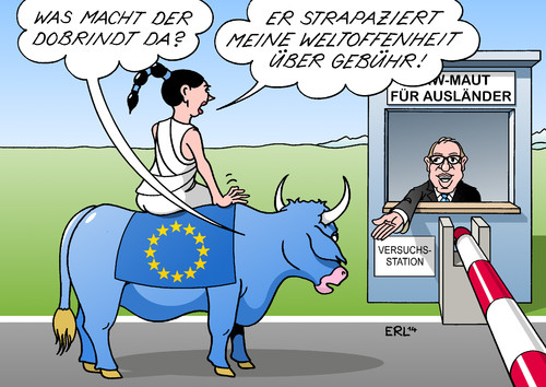 Cartoon: PKW-Maut (medium) by Erl tagged pkw,maut,ausländer,deutschland,csu,verkehrsminister,alexander,dobrindt,wahlkampf,versprechen,wähler,umsetzung,eu,recht,skepsis,bedenken,weltoffenheit,strapaze,gebühr,auto,geld,straße,infrastruktur,pkw,maut,ausländer,deutschland,csu,verkehrsminister,alexander,dobrindt,wahlkampf,versprechen,wähler,umsetzung,eu,recht,skepsis,bedenken,weltoffenheit,strapaze,gebühr,auto,geld,straße,infrastruktur