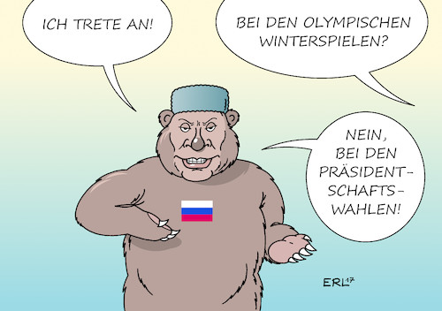 Cartoon: Putin (medium) by Erl tagged präsident,wladimir,putin,kandidatur,wahl,präsidentschaftswahl,2018,olympische,winterspiele,südkorea,russland,sperre,teilsperre,vorwurf,staatsdoping,doping,athleten,sauber,flagge,neutral,bär,karikatur,erl,präsident,wladimir,putin,kandidatur,wahl,präsidentschaftswahl,2018,olympische,winterspiele,südkorea,russland,sperre,teilsperre,vorwurf,staatsdoping,doping,athleten,sauber,flagge,neutral,bär,karikatur,erl