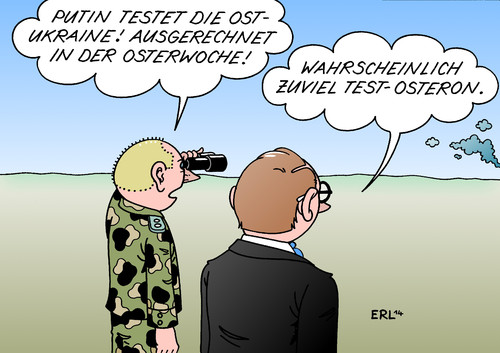 Cartoon: Putin Ost-Ukraine (medium) by Erl tagged ukraine,krim,russland,annexion,konflikt,ostukraine,regierung,gebäude,besetzung,aktivisten,demonstranten,prorussisch,putin,test,ostern,testosteron,hormon,mann,aggression,ukraine,krim,russland,annexion,konflikt,ostukraine,regierung,gebäude,besetzung,aktivisten,demonstranten,prorussisch,putin,test,ostern,testosteron,hormon,mann,aggression