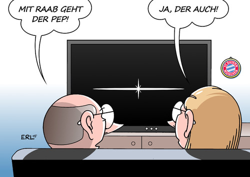 Cartoon: Raab Guardiola (medium) by Erl tagged stefan,raab,fernsehen,tv,total,sendung,karriere,ende,schwung,pep,guardiola,trainer,fc,bayern,münchen,fußball,verein,vertrag,wechsel,karikatur,erl,stefan,raab,fernsehen,tv,total,sendung,karriere,ende,schwung,pep,guardiola,trainer,fc,bayern,münchen,fußball,verein,vertrag,wechsel,karikatur,erl