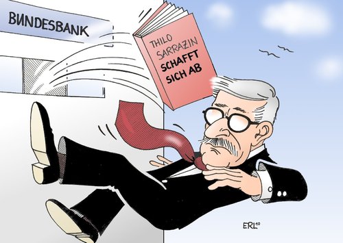 Cartoon: Rauswurf (medium) by Erl tagged sarrazin,bundesbank,rauswurf,buch,islam,deutschland,schafft,sich,ab,rechts,thesen,thilo sarrazin,bundesbank,buch,rauswurf,islam,schafft,deutschland,rechts,thesen,rassismus,spd,thilo,sarrazin