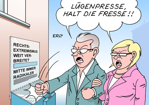 Cartoon: Rechtsextremismus (medium) by Erl tagged studie,universität,leipzig,rechtsextremismus,deutschland,gesellschaft,mitte,radikalisierung,afd,pegida,lügenpresse,fresse,wut,hass,misstrauen,karikatur,erl,studie,universität,leipzig,rechtsextremismus,deutschland,gesellschaft,mitte,radikalisierung,afd,pegida,lügenpresse,fresse,wut,hass,misstrauen,karikatur,erl