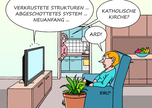 Cartoon: Reformstau (medium) by Erl tagged politik,religion,medien,institution,strukturen,verkrustung,reformen,reformstau,system,abschottung,katholische,kirche,missbrauch,skandal,synodaler,weg,öffentlich,rechtlicher,rundfunk,rbb,vetternwirtschaft,verschwendung,ard,fernsehen,karikatur,erl,politik,religion,medien,institution,strukturen,verkrustung,reformen,reformstau,system,abschottung,katholische,kirche,missbrauch,skandal,synodaler,weg,öffentlich,rechtlicher,rundfunk,rbb,vetternwirtschaft,verschwendung,ard,fernsehen,karikatur,erl