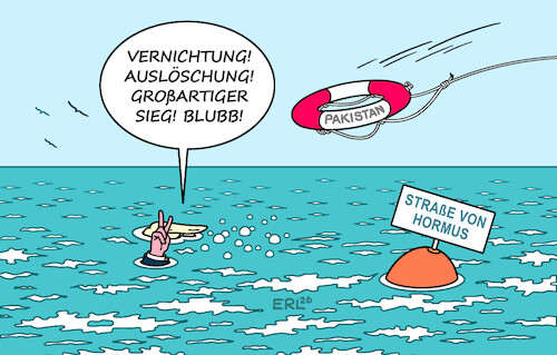 Cartoon: Rettung (medium) by Erl tagged politik,usa,angriff,krieg,iran,blockade,straße,hormus,anstieg,ölpreis,trump,ultimatum,ausweg,rettung,vorschlag,pakistan,waffenruhe,rettungsring,meer,karikatur,erl,politik,usa,angriff,krieg,iran,blockade,straße,hormus,anstieg,ölpreis,trump,ultimatum,ausweg,rettung,vorschlag,pakistan,waffenruhe,rettungsring,meer,karikatur,erl