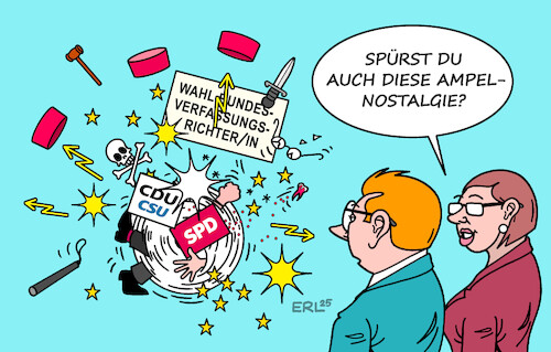 Cartoon: Richterwahl (medium) by Erl tagged politik,regierung,cdu,csu,spd,streit,wahl,bundeverfassungsrichter,bundeverfassungsrichterin,nostalgie,ampel,karikatur,erl,politik,regierung,cdu,csu,spd,streit,wahl,bundeverfassungsrichter,bundeverfassungsrichterin,nostalgie,ampel,karikatur,erl