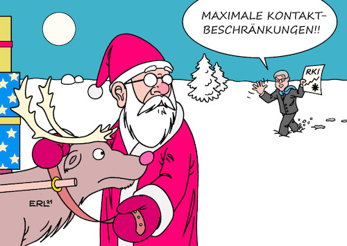 Cartoon: RKI Weihnachten (medium) by Erl tagged politik,corona,virus,pandemie,covid19,fünfte,welle,omikron,empfehlung,rki,chef,lothar,wieler,kontaktbeschränkung,sofort,maximal,weihnachten,weihnachtsmann,rentier,karikatur,erl,politik,corona,virus,pandemie,covid19,fünfte,welle,omikron,empfehlung,rki,chef,lothar,wieler,kontaktbeschränkung,sofort,maximal,weihnachten,weihnachtsmann,rentier,karikatur,erl