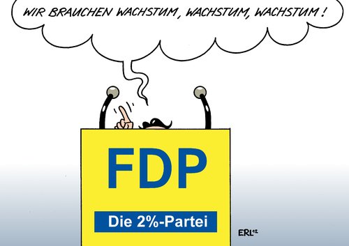 Cartoon: Rösler Rede II (medium) by Erl tagged wachstum,rede,rösler,philipp,vorsitz,krise,prozent,zwei,tief,umfrage,dreikönigstreffen,fdp,fdp,umfrage,prozent,krise,rösler,wachstum,rede