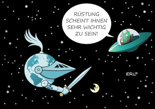 Cartoon: Rüstung (medium) by Erl tagged politik,rüstung,ausgaben,rekord,staaten,erde,ufo,karikatur,erl,politik,rüstung,ausgaben,rekord,staaten,erde,ufo,karikatur,erl