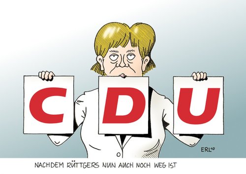 Cartoon: Rüttgers Rücktritt (medium) by Erl tagged cdu,merkel,rüttgers,rücktritt,allein,cdu,angela merkel,rüttgers,rücktritt,allein,angela,merkel