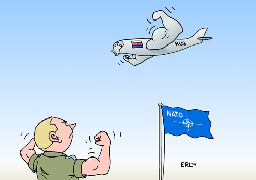 Cartoon: Russland Nato (medium) by Erl tagged russland,manöver,flugzeug,militär,luftraum,nato,muskelspiel,muskeln,stärke,demonstration,präsident,putin,russland,manöver,flugzeug,militär,luftraum,nato,muskelspiel,muskeln,stärke,demonstration,präsident,putin