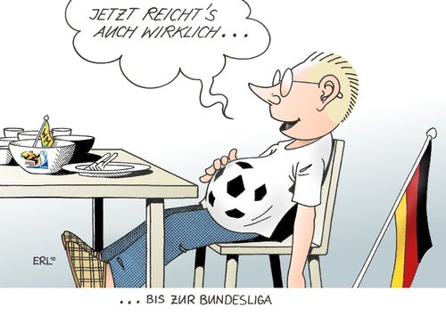 Cartoon: Satt (medium) by Erl tagged fußball,wm,ende,satt,genug,zufrieden,essen,fußball,wm,ende,satt,genug,zufrieden,essen,fans,fussball,weltmeisterschaft,bundesliga