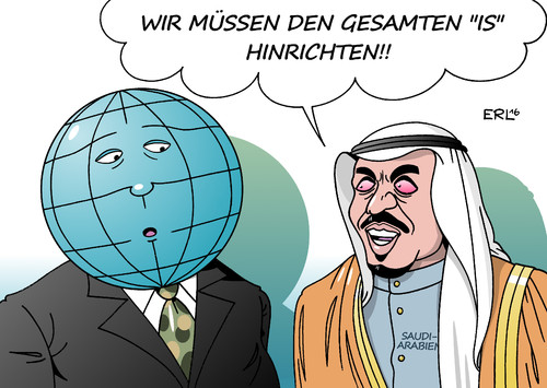 Cartoon: Saudi-Arabien (medium) by Erl tagged erl,karikatur,erde,terrorismus,islamismus,is,antiterror,kampf,verbündeter,unterdrückung,meinungsfreiheit,menschenrechte,massenhinrichtung,hinrichtung,todesstrafe,arabien,saudi,saudi,arabien,todesstrafe,hinrichtung,massenhinrichtung,menschenrechte,meinungsfreiheit,unterdrückung,verbündeter,kampf,antiterror,is,islamismus,terrorismus,erde,karikatur,erl