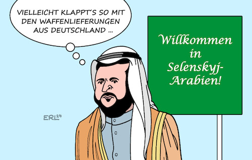 Cartoon: Saudi-Arabien (medium) by Erl tagged politik,deutschland,waffenlieferungen,saudi,arabien,iris,lenkflugkörper,zögern,abwarten,waffenlieferung,ukraine,taurus,marschflugkörper,präsident,selenskyj,karikatur,erl,politik,deutschland,waffenlieferungen,saudi,arabien,iris,lenkflugkörper,zögern,abwarten,waffenlieferung,ukraine,taurus,marschflugkörper,präsident,selenskyj,karikatur,erl