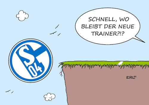 Cartoon: Schalke (medium) by Erl tagged politik,sport,fußball,bundesliga,schalke,04,abgrund,trainer,karikatur,erl,politik,sport,fußball,bundesliga,schalke,04,abgrund,trainer,karikatur,erl