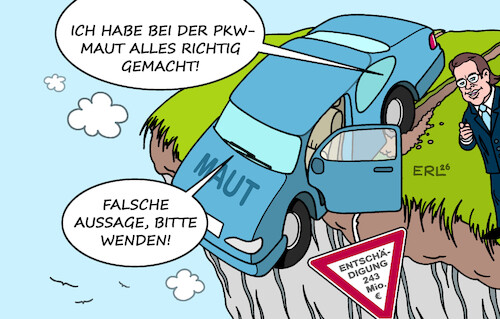 Cartoon: Scheuer (medium) by Erl tagged politik,csu,pkw,maut,ausländer,scheitern,eu,recht,entschädigung,betreiber,auszahlung,verfrüht,verkehrsminister,scheuer,anklage,falschaussage,auto,navi,karikatur,erl,politik,csu,pkw,maut,ausländer,scheitern,eu,recht,entschädigung,betreiber,auszahlung,verfrüht,verkehrsminister,scheuer,anklage,falschaussage,auto,navi,karikatur,erl
