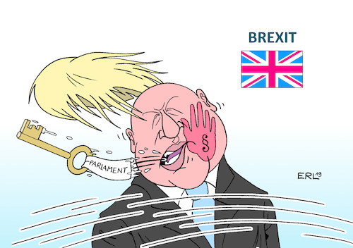 Cartoon: Schlüsselherausgabe (medium) by Erl tagged politik,brexit,austritt,großbritannien,eu,chaos,premierminister,boris,johnson,zwangsurlaub,parlament,aushebelung,demokratie,recht,gesetz,gericht,urteil,rücknahme,beendigung,urlaub,schlüssel,ohrfeige,frisur,karikatur,erl,politik,brexit,austritt,großbritannien,eu,chaos,premierminister,boris,johnson,zwangsurlaub,parlament,aushebelung,demokratie,recht,gesetz,gericht,urteil,rücknahme,beendigung,urlaub,schlüssel,ohrfeige,frisur,karikatur,erl