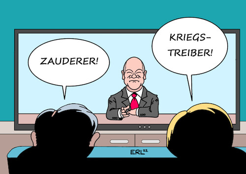 Cartoon: Scholz Fernsehansprache (medium) by Erl tagged politik,krieg,angriff,überfall,wladimir,putin,russland,ukraine,deutschland,unterstützung,lieferung,schwere,waffen,waffenlieferung,bundeskanzler,olaf,scholz,zauderer,kriegstreiber,fersehansprache,karikatur,erl,politik,krieg,angriff,überfall,wladimir,putin,russland,ukraine,deutschland,unterstützung,lieferung,schwere,waffen,waffenlieferung,bundeskanzler,olaf,scholz,zauderer,kriegstreiber,fersehansprache,karikatur,erl