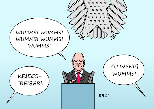 Cartoon: Scholz im Bundestag (medium) by Erl tagged politik,bundeskanzler,olaf,scholz,spd,ampel,rede,bundestag,krieg,russland,ukraine,gas,knappheit,verteuerung,entlastungspaket,wumms,doppelwumms,afd,kriegstreiber,linke,mehr,hilfen,karikatur,erl,politik,bundeskanzler,olaf,scholz,spd,ampel,rede,bundestag,krieg,russland,ukraine,gas,knappheit,verteuerung,entlastungspaket,wumms,doppelwumms,afd,kriegstreiber,linke,mehr,hilfen,karikatur,erl