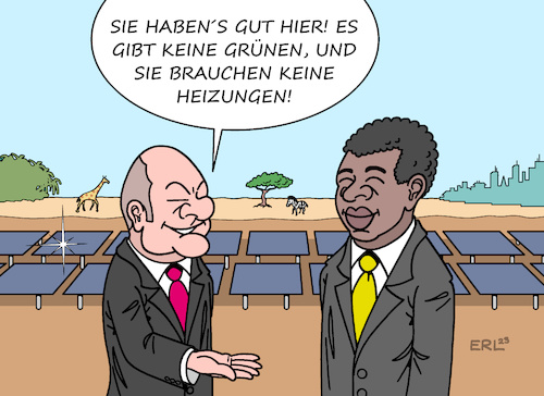 Cartoon: Scholz in Afrika (medium) by Erl tagged politik,bundeskanzler,olaf,scholz,reise,besuch,afrika,äthiopien,kenia,erneuerbare,energien,solarenergie,solarpark,energiewende,deutschland,grüne,heizung,habeck,giraffe,zebra,karikatur,erl,politik,bundeskanzler,olaf,scholz,reise,besuch,afrika,äthiopien,kenia,erneuerbare,energien,solarenergie,solarpark,energiewende,deutschland,grüne,heizung,habeck,giraffe,zebra,karikatur,erl