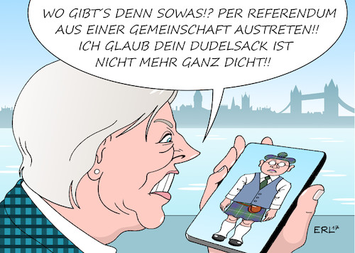 Cartoon: Schottland (medium) by Erl tagged schottland,referendum,unabhängigkeit,vereinigtes,königreich,großbritannien,england,brexit,eu,austritt,premierministerin,theresa,may,abfuhr,kritik,nicola,sturgeon,london,tower,bridge,smartphone,schotte,dudelsack,karikatur,erl,schottland,referendum,unabhängigkeit,vereinigtes,königreich,großbritannien,england,brexit,eu,austritt,premierministerin,theresa,may,abfuhr,kritik,nicola,sturgeon,london,tower,bridge,smartphone,schotte,dudelsack,karikatur,erl