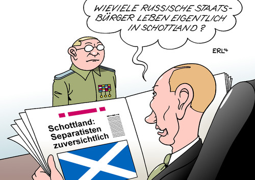 Cartoon: Schottland Putin (medium) by Erl tagged schottland,referendum,abstimmung,unabhängigkeit,abspaltung,großbritannien,eu,separatismusseparatisten,ukraine,konflikt,russland,präsident,putin,militär,hilfe,schottland,referendum,abstimmung,unabhängigkeit,abspaltung,großbritannien,eu,separatismusseparatisten,ukraine,konflikt,russland,präsident,putin,militär,hilfe