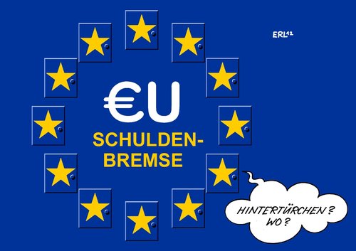 Cartoon: Schuldenbremse (medium) by Erl tagged euro,eu,fiskalpakt,gipfel,schulden,krise,hintertürchen,schuldenbremse,eu,krise,schulden,gipfel,schuldenbremse,hintertürchen