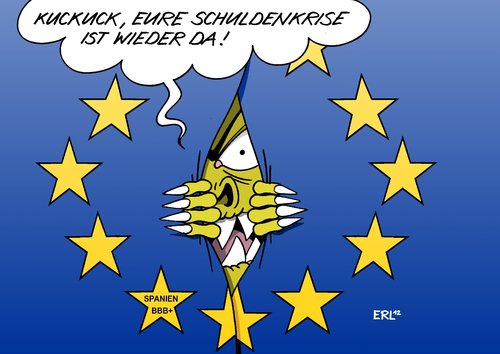 Cartoon: Schuldenkrise (medium) by Erl tagged vorhang,monster,plus,bbb,ratingagentur,agentur,rating,spanien,rezession,sparkurs,sparen,wachstum,wirtschaft,haushalt,geld,euro,krise,schulden,europa,eu,eu,europa,schulden,krise,euro,geld,haushalt,wirtschaft,wachstum,sparkurs,spanien,ratingagentur