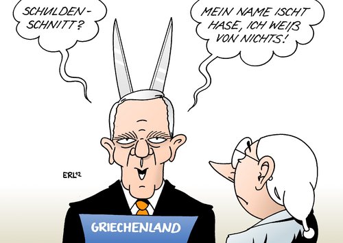 Cartoon: Schuldenschnitt (medium) by Erl tagged griechenland,euro,krise,eu,ezb,iwf,finanzspritze,schuldenschnitt,bundestagswahl,finanzminister,schäuble,steuerzahler,griechenland,euro,krise,eu,ezb,iwf,finanzspritze,schuldenschnitt,bundestagswahl,finanzminister,schäuble,steuerzahler