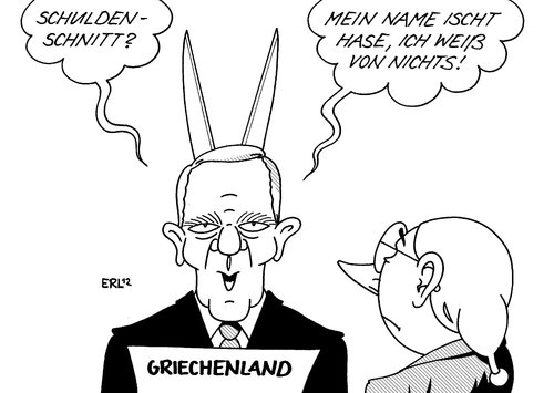 Cartoon: Schuldenschnitt (medium) by Erl tagged griechenland,euro,krise,eu,ezb,iwf,finanzspritze,schuldenschnitt,bundestagswahl,finanzminister,schäuble,steuerzahler