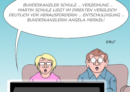 Cartoon: Schulz Umfragen (medium) by Erl tagged martin,schulz,spd,kanzlerkandidat,herausforderer,bundeskanzlerin,angela,merkel,umfrage,direkt,vergleich,beliebtheit,aufwind,euphorie,karikatur,erl,martin,schulz,spd,kanzlerkandidat,herausforderer,bundeskanzlerin,angela,merkel,umfrage,direkt,vergleich,beliebtheit,aufwind,euphorie,karikatur,erl