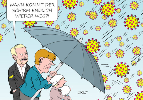 Cartoon: Schutzschirm (medium) by Erl tagged politik,corona,krise,virus,coronakrise,coronavirus,beschränkungen,kontaktverbot,schutz,ansteckung,gefahr,wirtschaft,christian,lindner,fdp,forderung,perspektive,ausstieg,ablehnung,bundeskanzlerin,angela,merkel,michel,umfrage,zustimmung,schutzmaßnahmen,karikatur,erl,politik,corona,krise,virus,coronakrise,coronavirus,beschränkungen,kontaktverbot,schutz,ansteckung,gefahr,wirtschaft,christian,lindner,fdp,forderung,perspektive,ausstieg,ablehnung,bundeskanzlerin,angela,merkel,michel,umfrage,zustimmung,schutzmaßnahmen,karikatur,erl