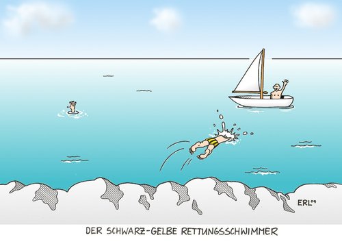 Cartoon: schwarz-gelber Rettungsschwimmer (medium) by Erl tagged cdu,csu,fdp,schwarz,gelb,hilfe,besserverdienende,umverteilung,unten,oben,rettungsschwimmer,cdu,csu,fdp,schwarz,gelb,hilfe,umverteilung,rettungsschwimmer,oben,unten,job,beruf,geld,einkommen,gehalt