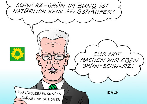 Cartoon: Schwarz-Grün im Bund (medium) by Erl tagged bundestagswahl,2017,regierung,koalition,möglichkeit,schwarz,grün,cdu,csu,bündnis,90,die,grünen,milliardenüberschüsse,steuersenkungen,investitionen,baden,württemberg,ministerpräsident,winfried,kretschmann,karikatur,erl,bundestagswahl,2017,regierung,koalition,möglichkeit,schwarz,grün,cdu,csu,bündnis,90,die,grünen,milliardenüberschüsse,steuersenkungen,investitionen,baden,württemberg,ministerpräsident,winfried,kretschmann,karikatur,erl