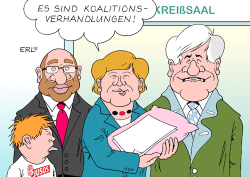 Cartoon: Schwere Geburt (medium) by Erl tagged bundestagswahl,regierung,regierungsbildung,sondierung,neuauflage,groko,grosse,koalition,schwarz,rot,cdu,csu,spd,eintritt,koalitionsverhandlungen,wehen,kreißsaal,geburt,martin,schulz,jusos,widerstand,bundeskanzlerin,angela,merkel,ministerpräsident,bayern,horst,seehofer,karikatur,erl,bundestagswahl,regierung,regierungsbildung,sondierung,neuauflage,groko,grosse,koalition,schwarz,rot,cdu,csu,spd,eintritt,koalitionsverhandlungen,wehen,kreißsaal,geburt,martin,schulz,jusos,widerstand,bundeskanzlerin,angela,merkel,ministerpräsident,bayern,horst,seehofer,karikatur,erl