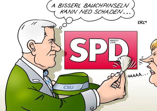 Cartoon: Seehofer (medium) by Erl tagged wahl,sieg,cdu,csu,regierung,regierungsbildung,koalition,partner,suche,sondierung,sondierungsgespräch,spd,forderung,bedingung,mindestlohn,wähler,stimme,prozent,bundeskanzlerin,angela,merkel,horst,seehofer,entgegenkommen,bauch,bauchpinseln,gamsbart,allergie,nießen,wahl,sieg,cdu,csu,regierung,regierungsbildung,koalition,partner,suche,sondierung,sondierungsgespräch,spd,forderung,bedingung,mindestlohn,wähler,stimme,prozent,bundeskanzlerin,angela,merkel,horst,seehofer,entgegenkommen,bauch,bauchpinseln,gamsbart,allergie,nießen