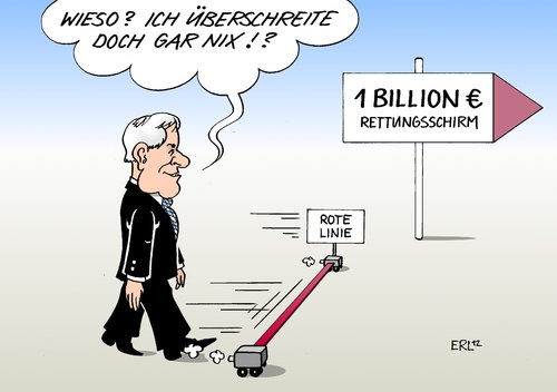 Cartoon: Seehofers rote Linie (medium) by Erl tagged seehofer,horst,ministerpräsident,bayern,eu,schulden,krise,rettungsschirm,umfang,grenze,rote,linie,überschreiten,variabel,flexibel,billion,horst seehofer,ministerpräsident,eu,bayern,schulden,krise,rettungsschirm,umfang,grenze,horst,seehofer