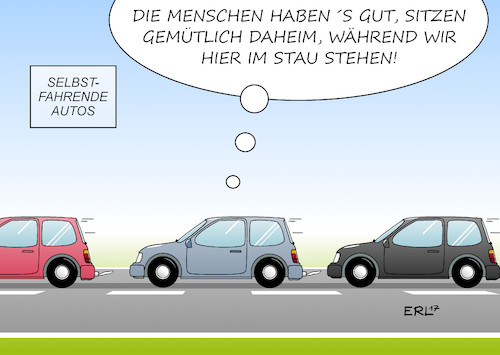 Cartoon: Selbstfahrende Autos (medium) by Erl tagged auto,selbstfahrend,autonomes,fahren,fahrer,technik,ethikkommission,udo,di,fabio,bedingungen,abwägung,leben,sachschaden,ethik,moral,recht,gesetz,empfehlung,verkehrsminister,alexander,dobrindt,verkehr,straßenverkehr,stau,zukunft,mensch,karikatur,erl,auto,selbstfahrend,autonomes,fahren,fahrer,technik,ethikkommission,udo,di,fabio,bedingungen,abwägung,leben,sachschaden,ethik,moral,recht,gesetz,empfehlung,verkehrsminister,alexander,dobrindt,verkehr,straßenverkehr,stau,zukunft,mensch,karikatur,erl