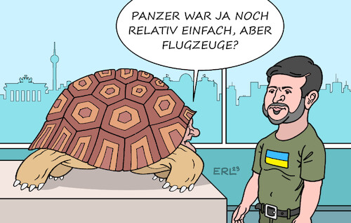 Cartoon: Selenskyj bei Scholz (medium) by Erl tagged politik,krieg,angriff,überfall,russland,ukraine,gegenoffensive,präsident,wolodymyr,selenskyj,besuch,europa,partner,berlin,bundeskanzler,olaf,scholz,waffenlieferungen,panzer,flugzeuge,schildkröte,karikatur,erl,politik,krieg,angriff,überfall,russland,ukraine,gegenoffensive,präsident,wolodymyr,selenskyj,besuch,europa,partner,berlin,bundeskanzler,olaf,scholz,waffenlieferungen,panzer,flugzeuge,schildkröte,karikatur,erl