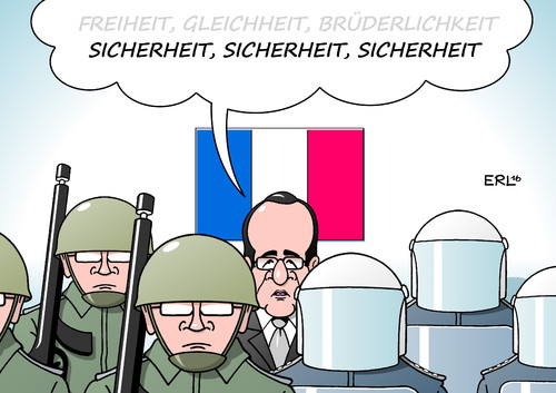 Cartoon: Sicherheit (medium) by Erl tagged nizza,frankreich,nationalfeiertag,anschlag,lastwagen,terror,terrorismus,tod,tote,verletzte,trauer,angst,freiheit,gleichheit,brüderlichkeit,sicherheit,präsdident,hollande,liberte,egalite,fraternite,französische,revolution,paris,flagge,karikatur,erl,nizza,frankreich,nationalfeiertag,anschlag,lastwagen,terror,terrorismus,tod,tote,verletzte,trauer,angst,freiheit,gleichheit,brüderlichkeit,sicherheit,präsdident,hollande,liberte,egalite,fraternite,französische,revolution,paris,flagge,karikatur,erl